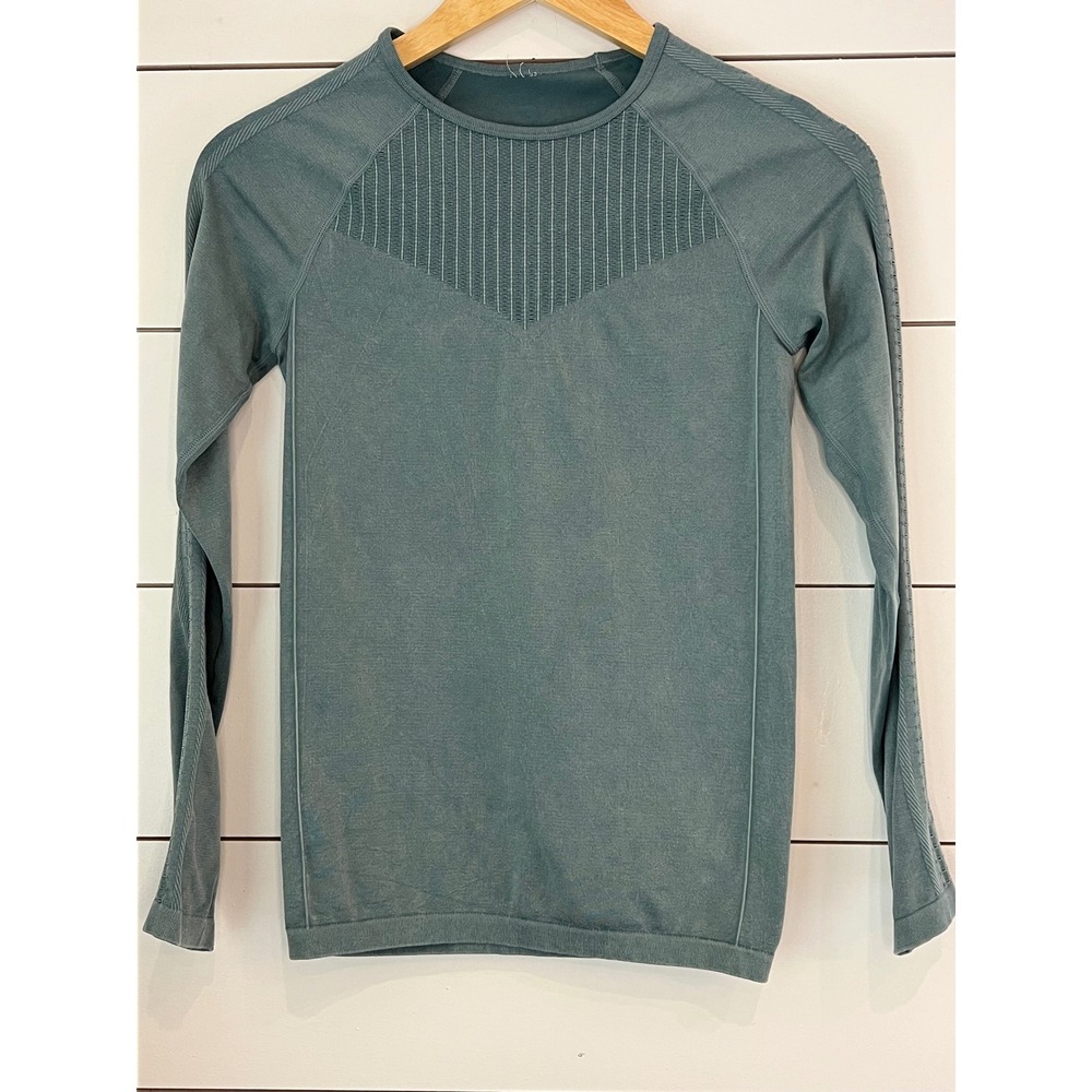 Fabletics Long Sleeve Shirt Dusty Teal Seamless Top active athletic Pilates yoga